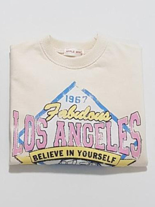 Los Angeles Vintage Car Sweatshirt in Cream