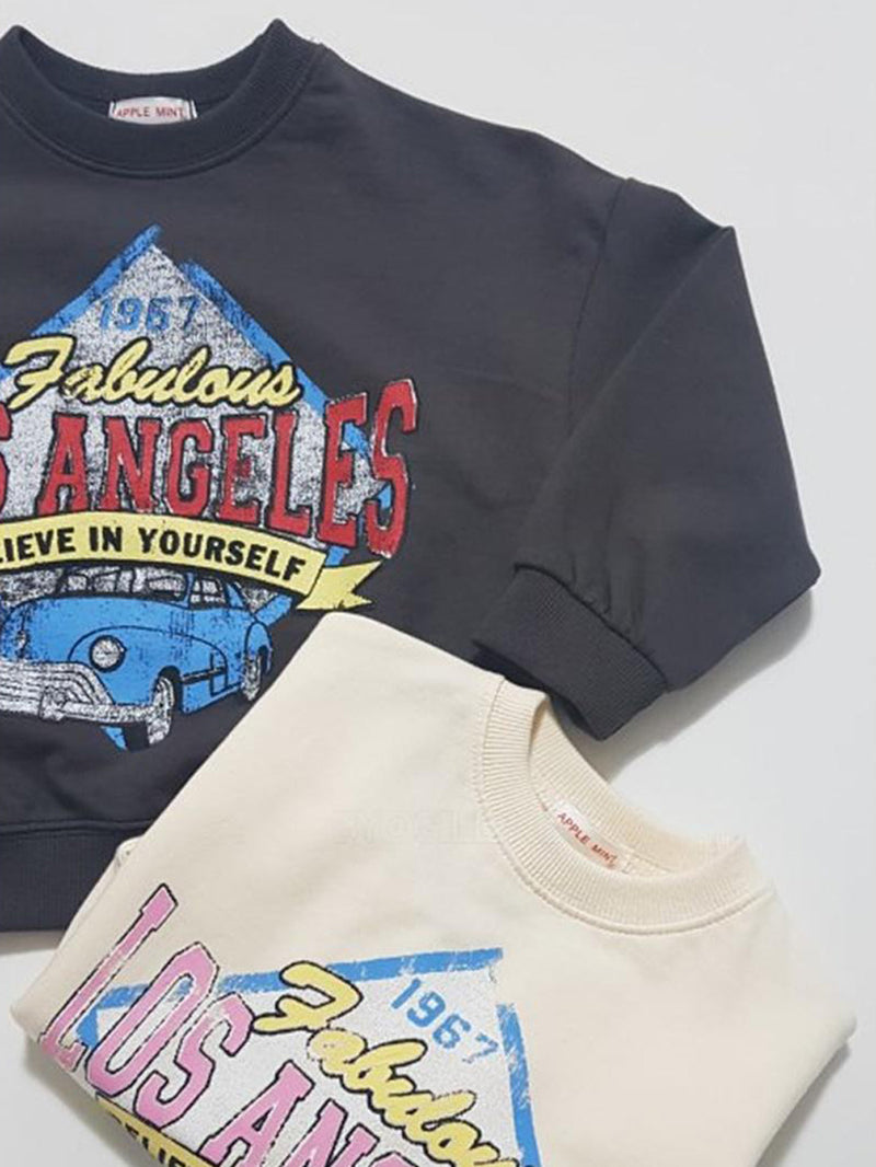 Los Angeles Vintage Car Sweatshirt in Charcoal
