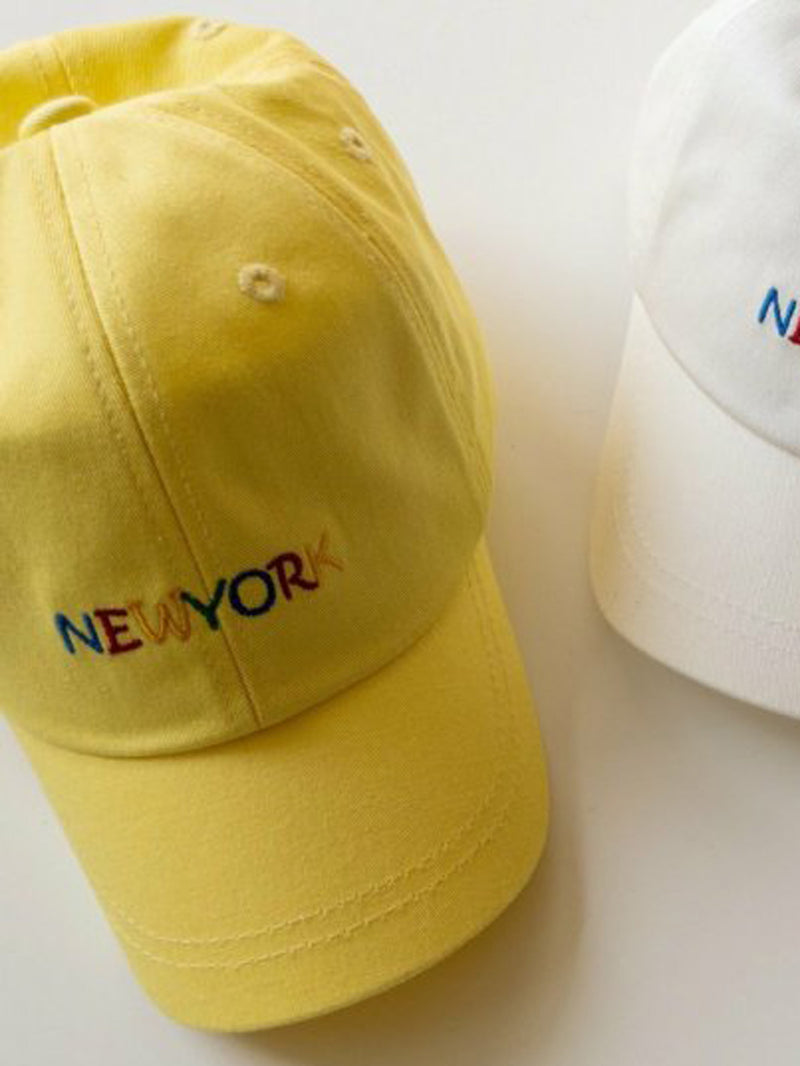 Embroidered New York Cap in Yellow