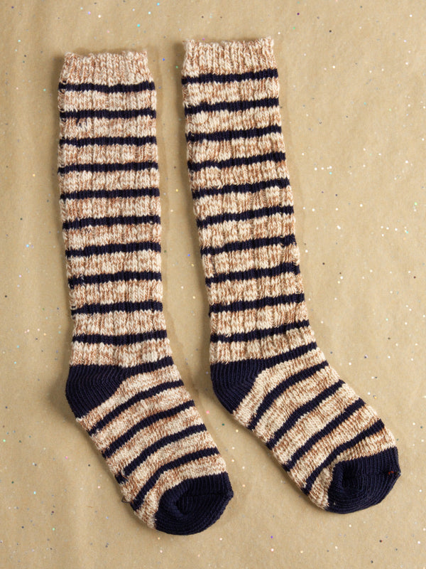 Grove Cosy Knitted Socks in Navy Stripe