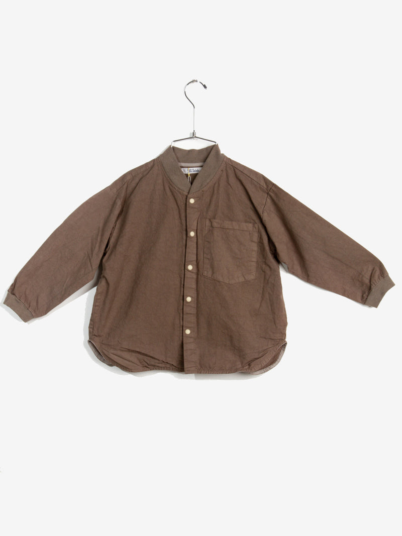 Bomber Button Up in Khaki Brown