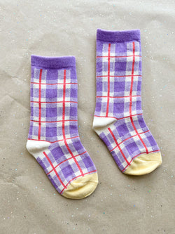 Purple Peach Tartan Socks