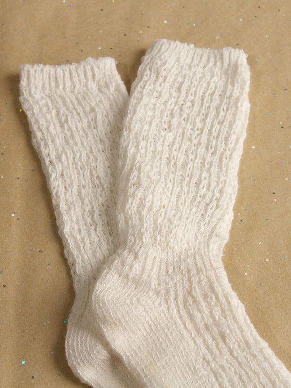 Chunky Knit Sock in White